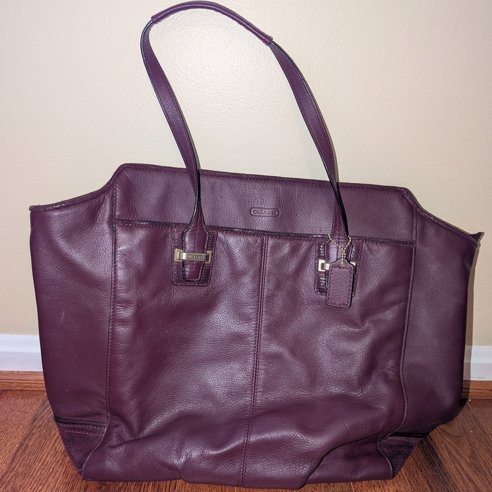 Coach‎ Deep Purple Taylor North/South Leather Bag
